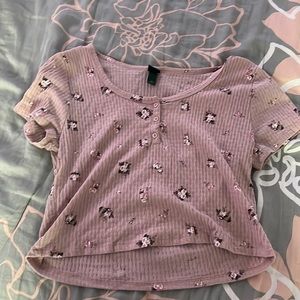 Light pink crop top with flowers